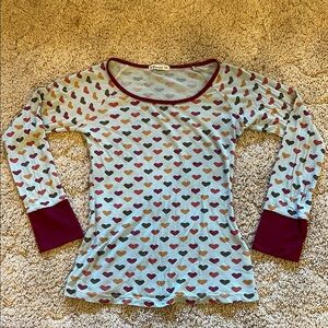 Heart Patterned Sheer Long Sleeve Top